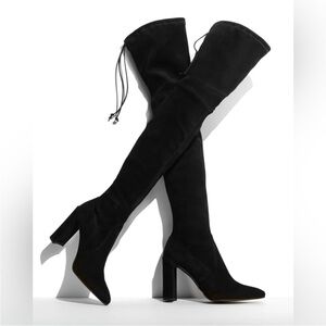 Stuart Weitzman Highland Black Suede Over-the-Knee Boots